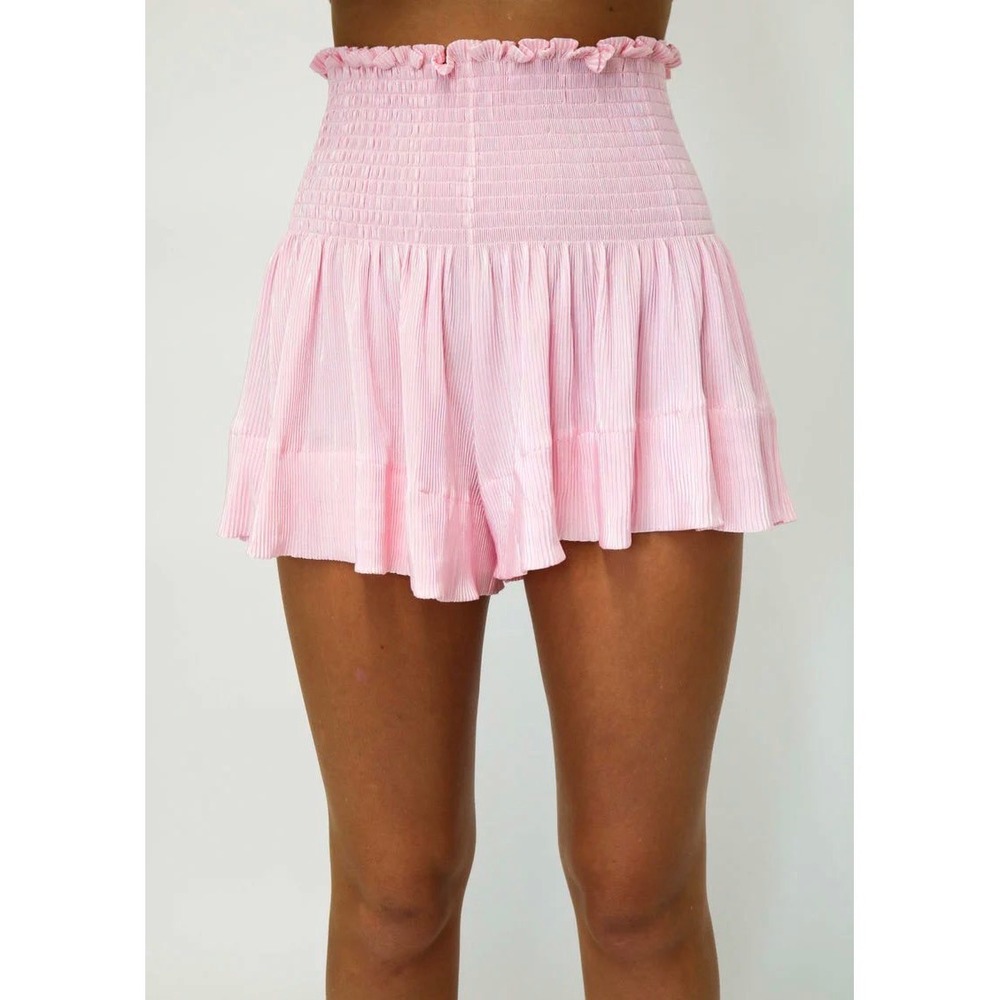 Queen of Sparkles Swing Shorts Girls XL Pink Smocked Pleated Ruffle Coquette
